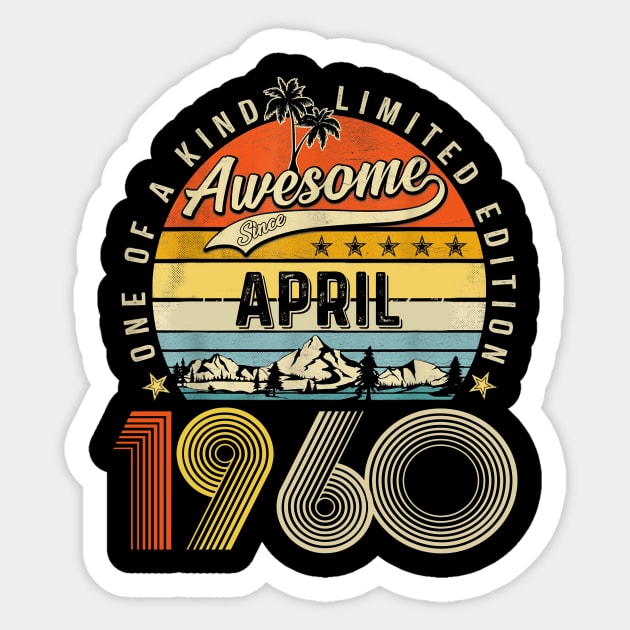 Awesome Since April 1960 Vintage 63rd Birthday Sticker by Marcelo Nimtz